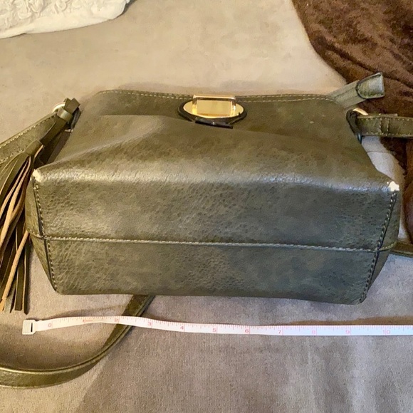 Crossbody Vegan Leather Purse Dark Olive Green - Picture 5 of 16
